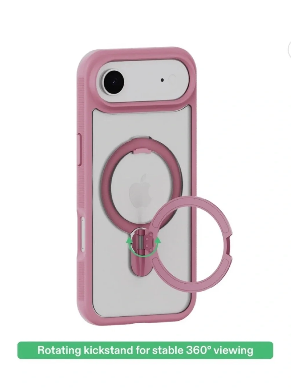 onn Pink MagSafe-Compatible iPhone 17 Air Case with Rotating Kickstand